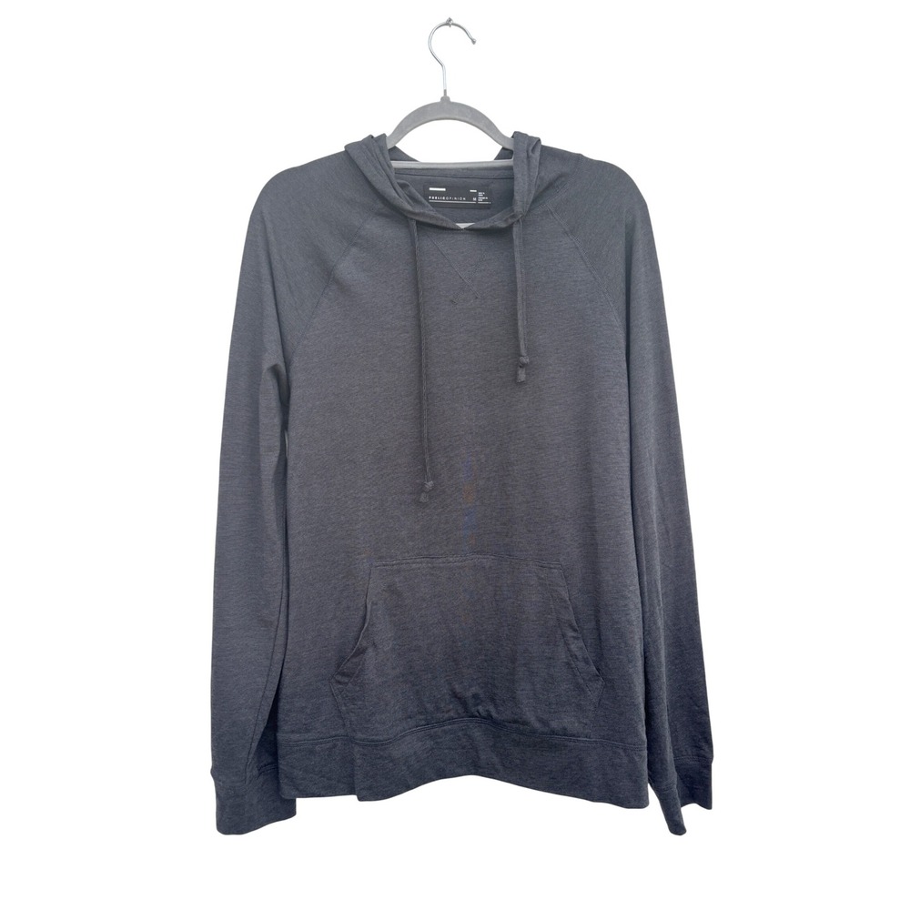 Public Opinion Mens Dark Gray Heathered‎ Pullover Hoodie Size Medium